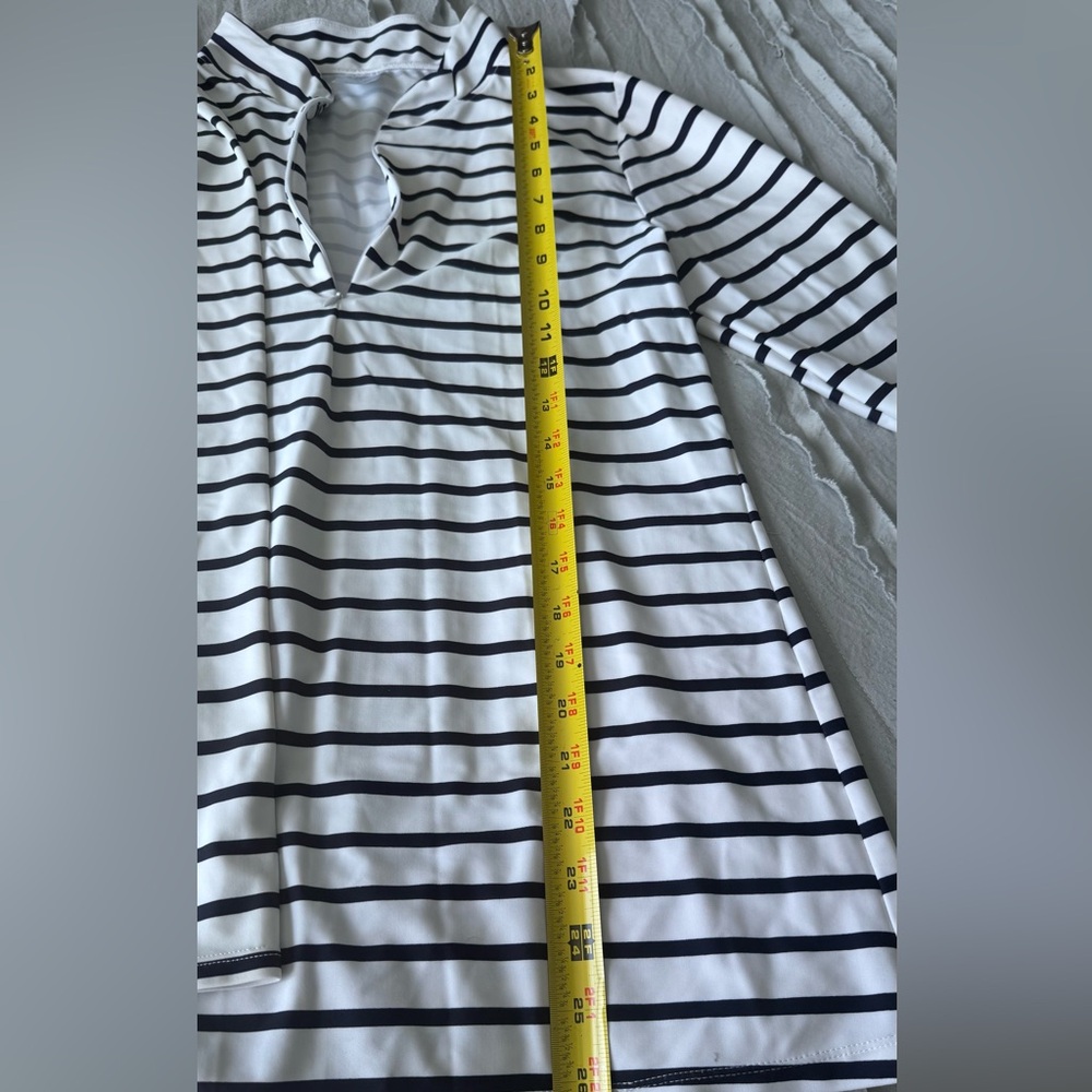 Kona Sol Navy and White Striped Top